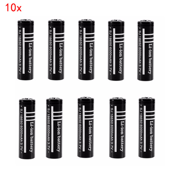 10pcs 3.7V 6000mAh 18650 Unprotected Rechargeable Li-ion Battery