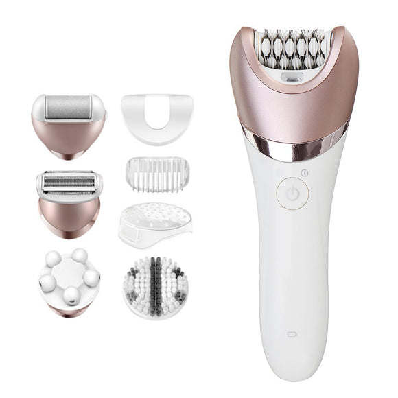 KEIMEI 5 in 1 Women Electric Hair Removal Shaver Defeatherer Hair Epilator Facial Massager Callus Removal Facial Cleaner Brush Set