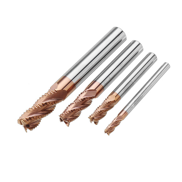 Drillpro 4pcs 4/6/8/10mm Rough End Mill Cutter 4 Flutes HRC55 AlTiN Coating Milling Cutter