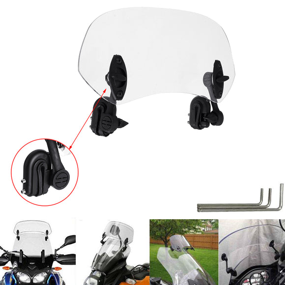 Universal Adjustable Clip On Transparent Windshield Extension Spoiler Wind Small Windscreen Deflector For Motorcycle Scooter