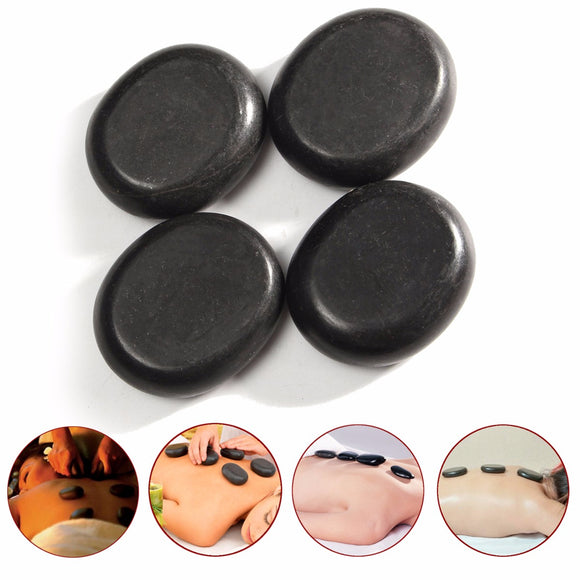4Pcs Natural Hot Stone Massage Basalt Rocks Oval Shape Palm Stones Massager