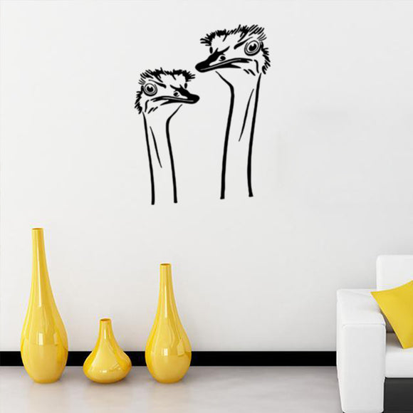 Honana A Pair of Ostrich Head DIY Wall Sticker Removable PVC Wall Decal Poster Home Wall Decorations