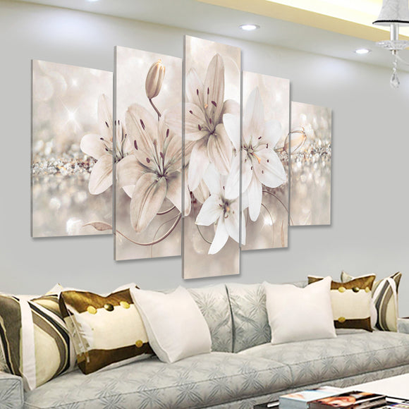 5 Panels Love Flowers Decorations Wall Art Print Pictures Canvas Wall Paintings Unframed For Home