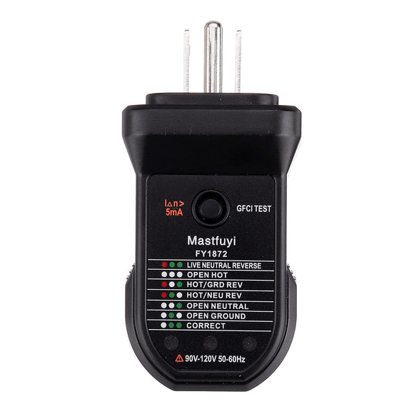 FUYI FY1872 US Socket Tester Circuit Polarity Voltage Detector Wall Plug Breaker Finder RCD Test