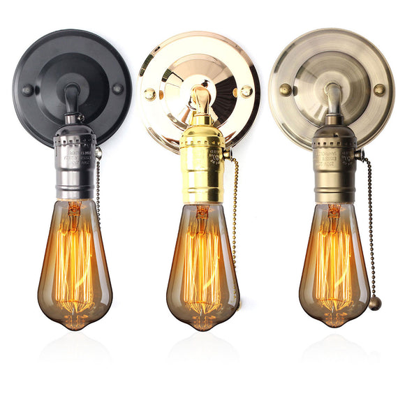 E27 Antique Vintage Wall Light Chain Design Sconce Lamp Bulb Socket Holder Fixture
