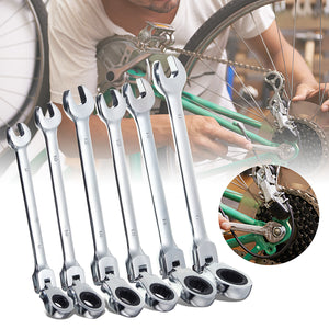6Pcs Gear Wrench Open Spanner Movable Ratchet Repairing Tool 8mm 10mm 12mm 13mm 14mm 17mm