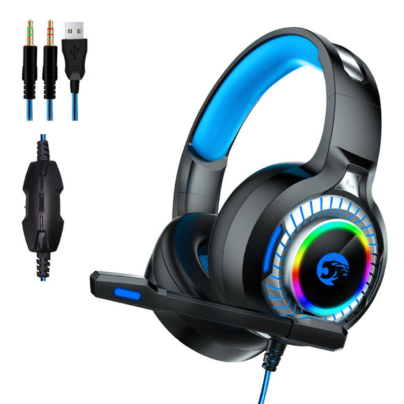 A60 Gaming Headphone RGB LED Light Stereo Bass Earphone Wired Headset With Mic for PC Computer PS4