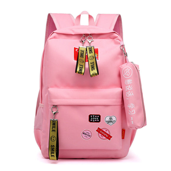2 Pcs USB Backpack 20L Shoulder Bag Travel Camping Waterproof School Bags With Pencil Case