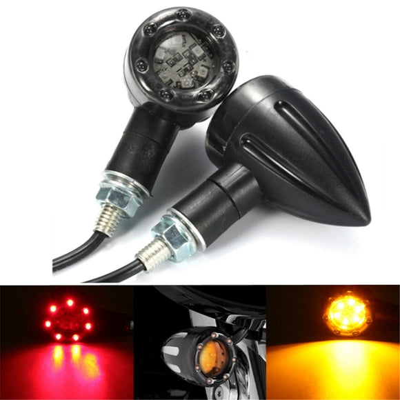 Pair Universal Motorcycle LED Turn Signal Indicators Light Brake Rear Running Lamp