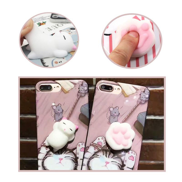 Bakeey Cartoon 3D Squishy Squeeze Slow Rising Soft Lazy Cat Claws PC Case for iPhone 6 6s&6 6sPlus