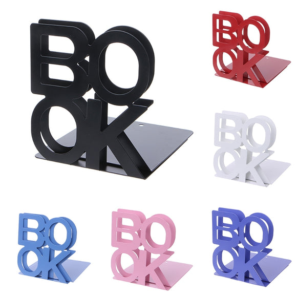 Alphabet Shaped Metal Bookends Iron Support Holder Desk Stands For Library Office School Home Use