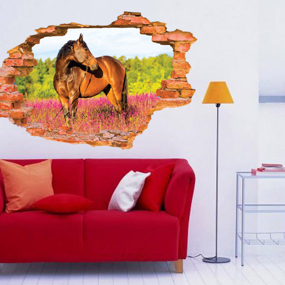 Miico Creative 3D Animal Horse Waterproof Removable Home Room Decorative Wall Decor Sticker