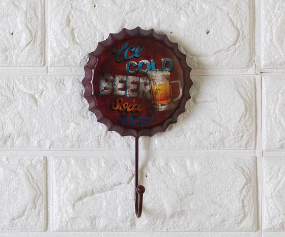 1pc Hot Sale Retro Beer Bottle Cap Wall Hanging Hook Creative Personalized Soft Iron Decors