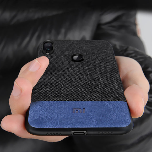 Bakeey Luxury Fabric Splice Soft Silicone Edge Shockproof Protective Case For Xiaomi Mi Play