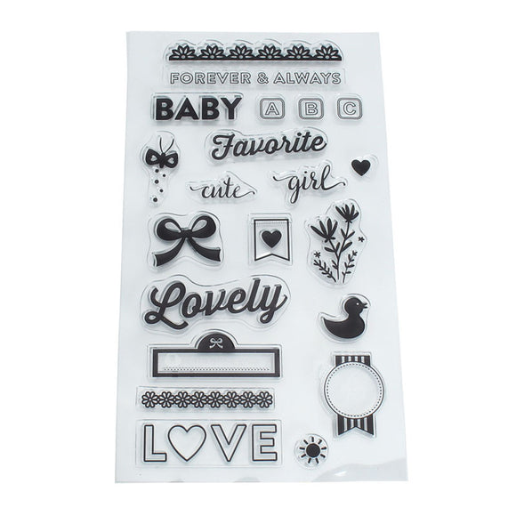 Lovely baby Forever Always Words Pattern Transparent Clear Silicone Rubber Stamp Paper Art Scrapbook