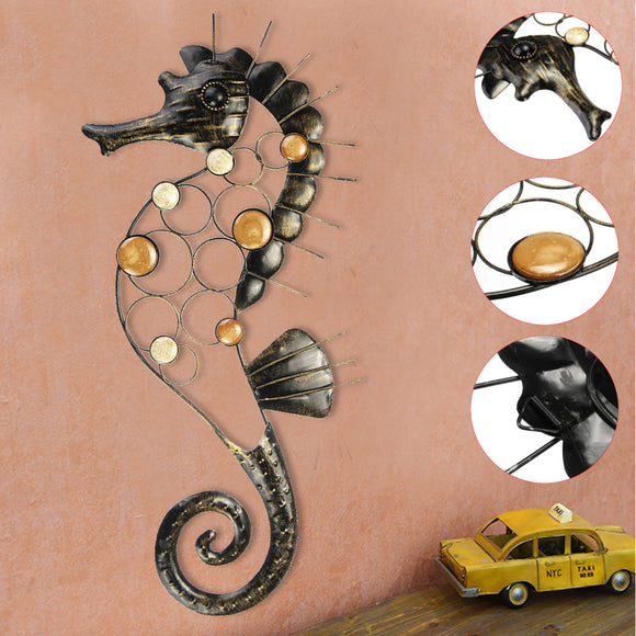 Hippocampus Iron Metal Craft Garden Hanging Wall Art Ornament Home Decorations