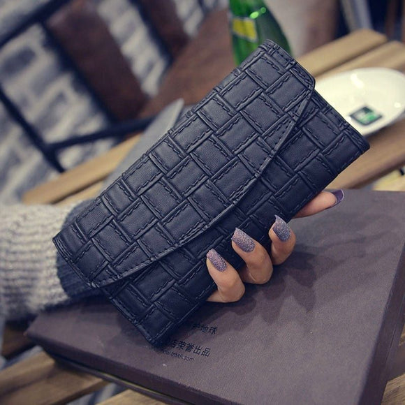 Women Embossing Fashion Long-Style Lattice New Trend  Wallet Coin Purse Clutch Bag
