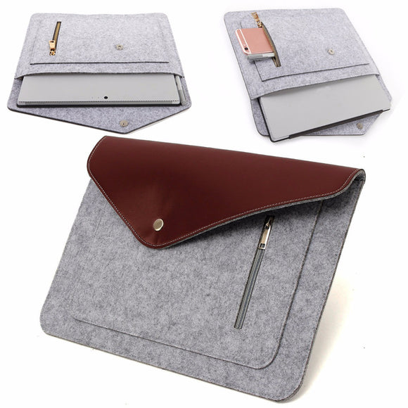 Wool Leather Laptop Notebook Sleeve Case For Apple MacBook Pro 13 Inch 13.3 Inch