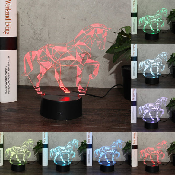 Horse Animal 3D Night Light Colorful LED USB Lamp Touch Kids Gift  LED USB Lamp