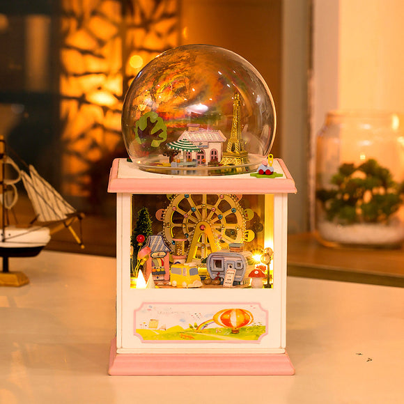 Hoomeda MC002 Happiness Ferris Wheel DIY Dollhouse Kit With LED Light Music Decor Collection