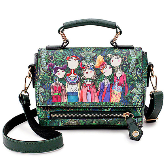 Women Bohemian Forest Series Print Crossbody Bags Large Capacity Handbag
