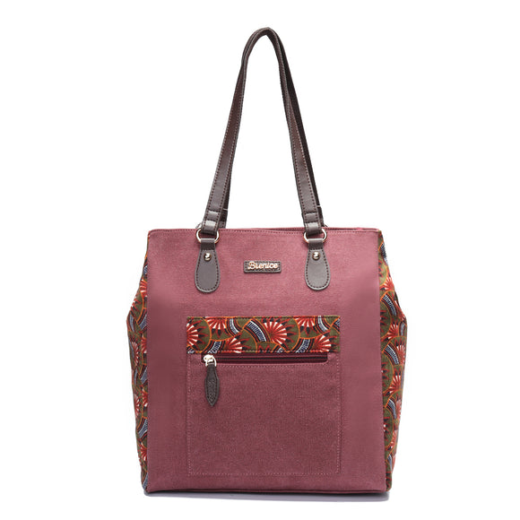 Brenice Women National Floral Canvas Tote Handbag Vintage Large Capacity Shopping Shoulder Bag