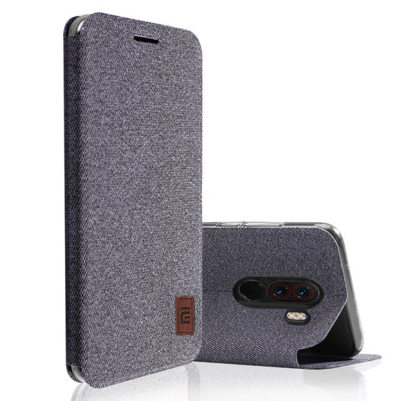Bakeey Flip Shockproof Fabric Soft Silicone Edge Full Body Protective Case For Xiaomi Pocophone F1