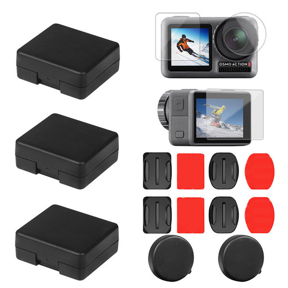 SheIngKa Screen Protective Film Lens Cap Battery Case Sticker Mount Set for DJI OSMO Action Sports Camera