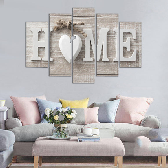 5 Panels Love HOME Wall Art Print Pictures Canvas Wall Art Prints Unframed For Home Decorations