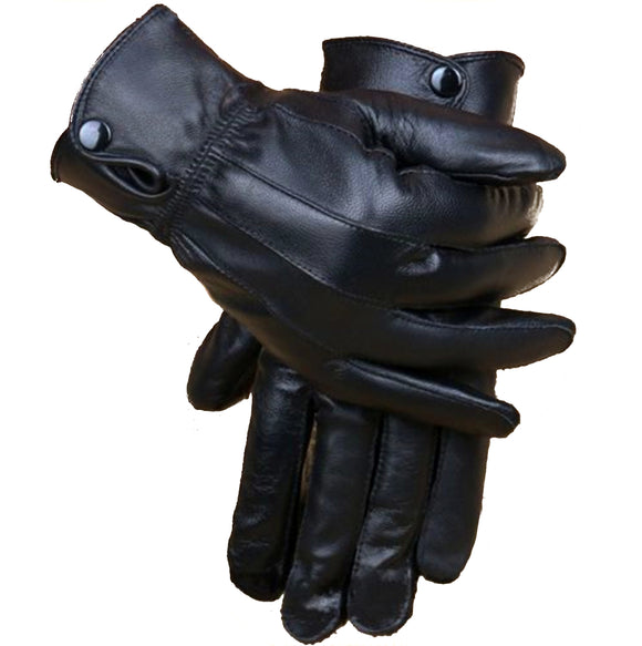 Motorcycle Riding Cycling Winter Leather Coral Fleece Warm Gloves