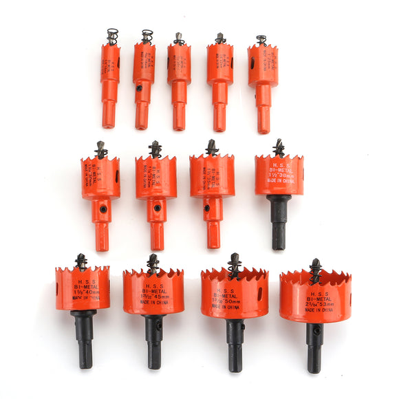 13Pcs 16-53mm HSS M42 Bi Metal Hole Saw Cutter Tooth Cutter Drill Bit for Wood PVC Plastic Drywall Metal