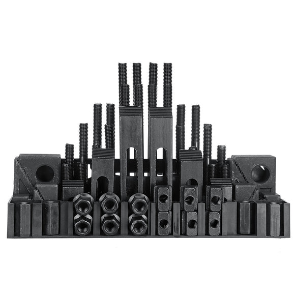 58pcs Clamping Tools Kit For Milling / Drilling M12 Studs 14mm Slot Step Block Set