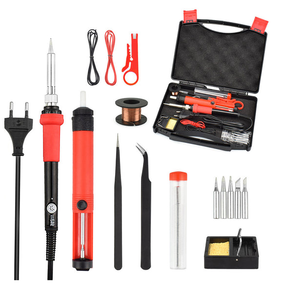 NEWACALOX 60W ESD Adjust Temp Soldering Iron Kit Welding Tool Set Solder Assist Set Repair Tools EU/US Plug