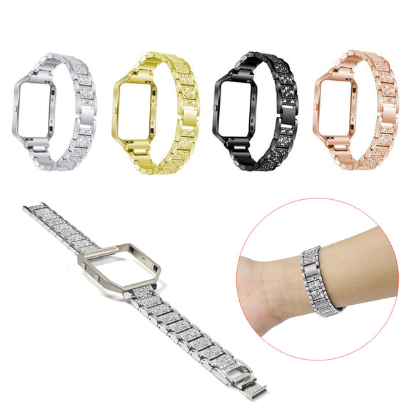 Link Bracelet Watchband Strap Stainless Steel Metal With Frame for Fitbit Blaze