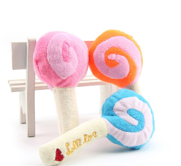 Dog Puppy Chew Toy Squeaky Plush Sound Cute Lollipop Design Squeaking Honking Cachorro Pet Toys