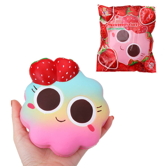 Taburasa Strawberry Facial Expression Cake Squishy 14cm Slow Rising With Packaging Collection Gift