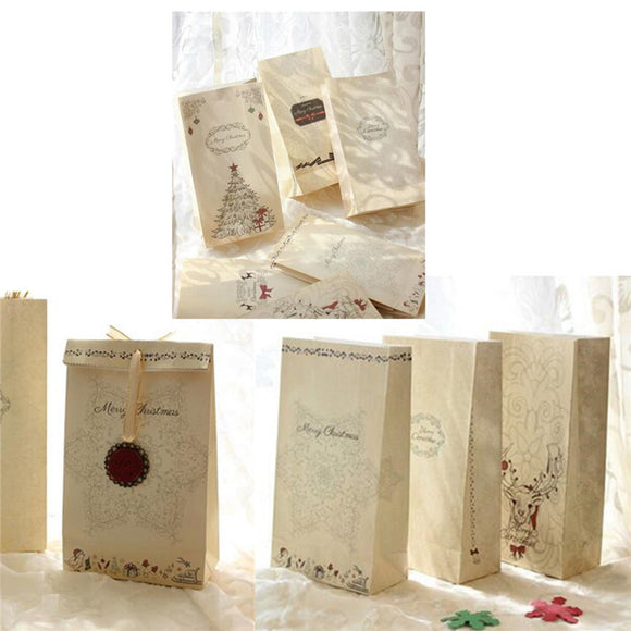 8PCS Kraft Christmas Party Home Decoration Cookies Present Luxury Wedding Gift Candy Bag Toys