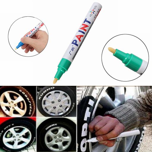 2Pcs Green Color Tyre Permanent Paint Pen Tire Metal Outdoor Marking Ink Marker Trendy