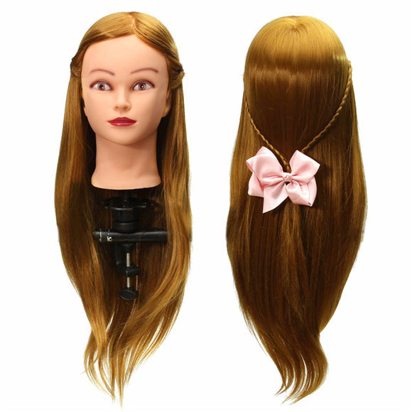 30% Human Hair Training Head Mannequin Clamp Holder Cutting Braiding Practice Blonde