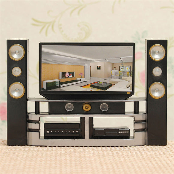Hi-Fi TV Cabinet Set Combo For Doll House Furniture Living Room