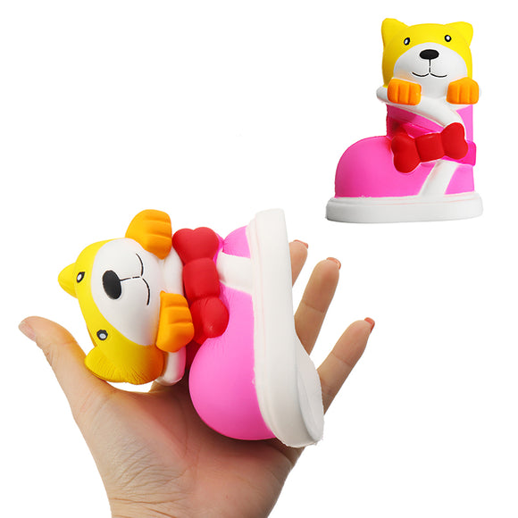 13.5CM Cute Shoe Dog Squishy Jumbo Phone Strap Decoration Slow Rising Soft Toy