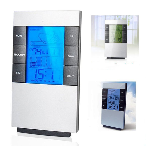 LCD Digital Thermometer Hygrometer Electronic Temperature Humidity Meter Clock Weather Station Clock