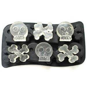 Skull & Bone Crossbones Ice Cube Chocolate Soap Tray Mold Silicone Party maker Bar Accessories