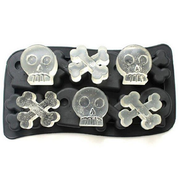 Skull & Bone Crossbones Ice Cube Chocolate Soap Tray Mold Silicone Party maker Bar Accessories