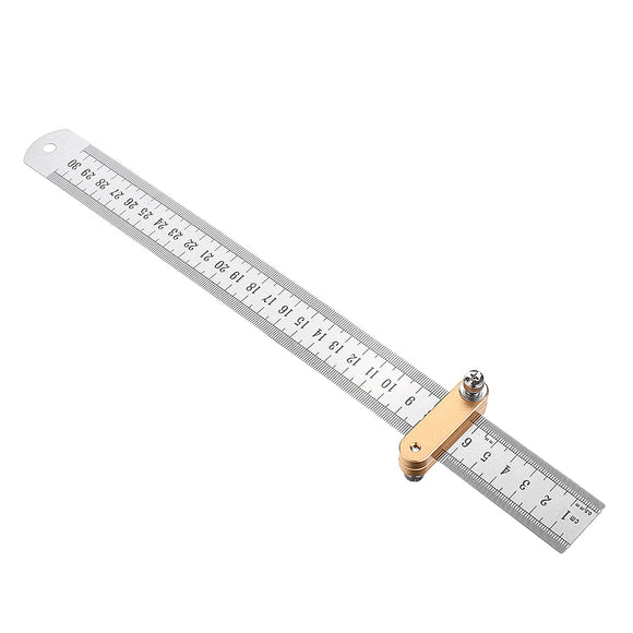 Woodworking Metric and Inch Parallel Line Scribe Ruler Positioning Measuring Ruler 300mm Precision Marking T-Ruler Woodworking Tool