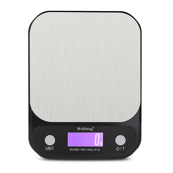 WH-B23 LCD Digital Kitchen Scales Stainless Steel Portable Food Scale High Precision Weight Electronic Scale 10kg/1g 5kg/0.1g