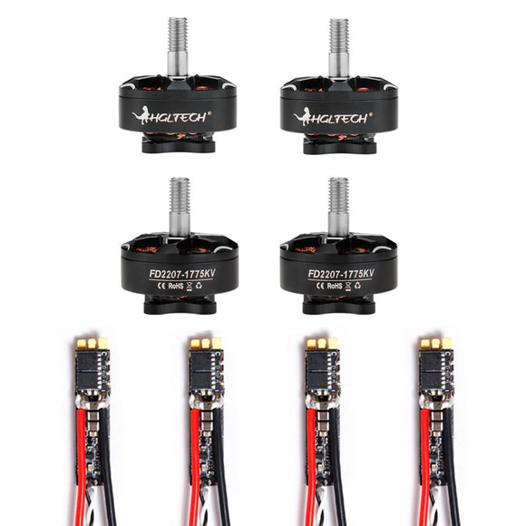 HGLRC 4 PCS Forward 2207 1775KV 5-6S Brushless Motor & 4 PCS FD50A 50A BLheli_32 ESC Combo for RC Drone FPV Racing