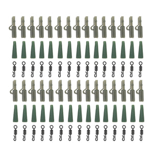 90pcs Carp Fishing Tackle Safety Lead Clip + Quick Change Swivels + Tail Rubbers Set