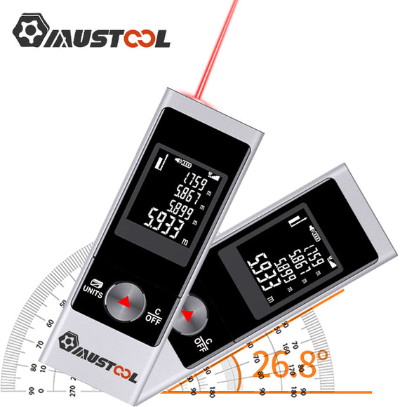 MUSTOOL M-C 50M/70M/80M USB Recharge Digital Mini Laser Rangefinder with Electronic Angle Sensor M/In/Ft Unit Switching for Length Height Area Volume Pythagorean Measurement Laser Distance Meter
