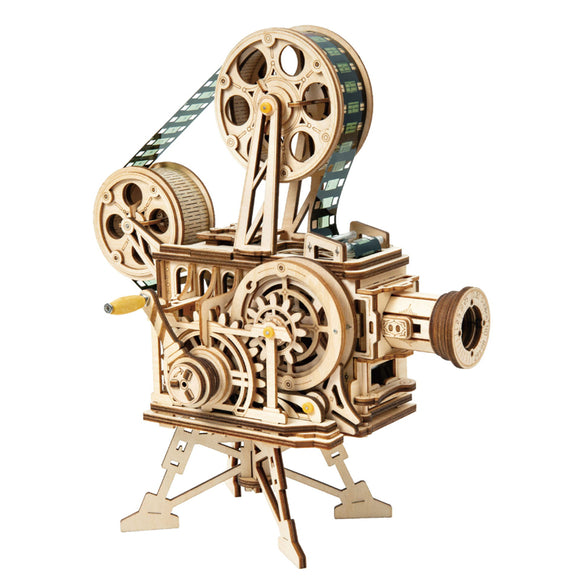 Robotime LK601 Vitascope Vintage Projector Retro 3D Puzzle Wooden Model With Hand Crank Generator Creative Gift Collection Display